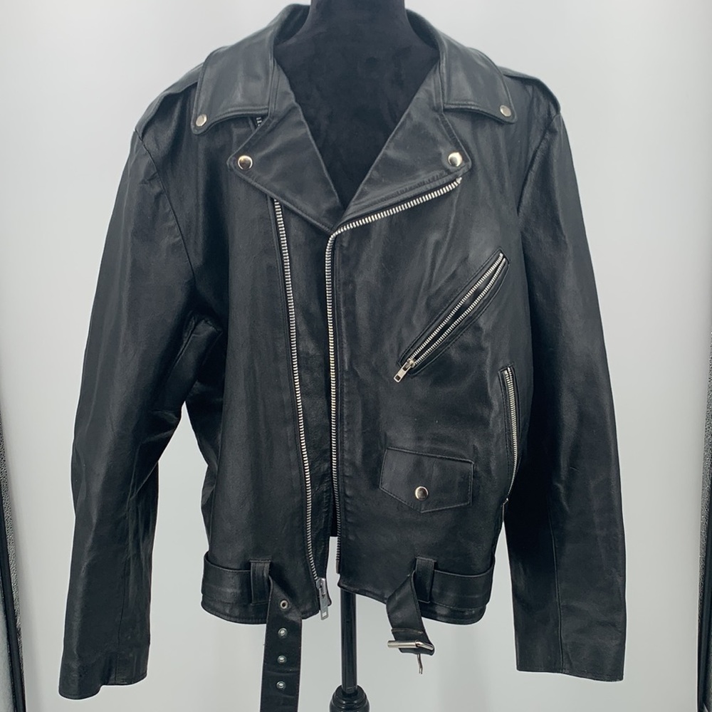 Niki Leather Jacket size XL Black Motorcycle jacket vintage - Picture 3 of 15